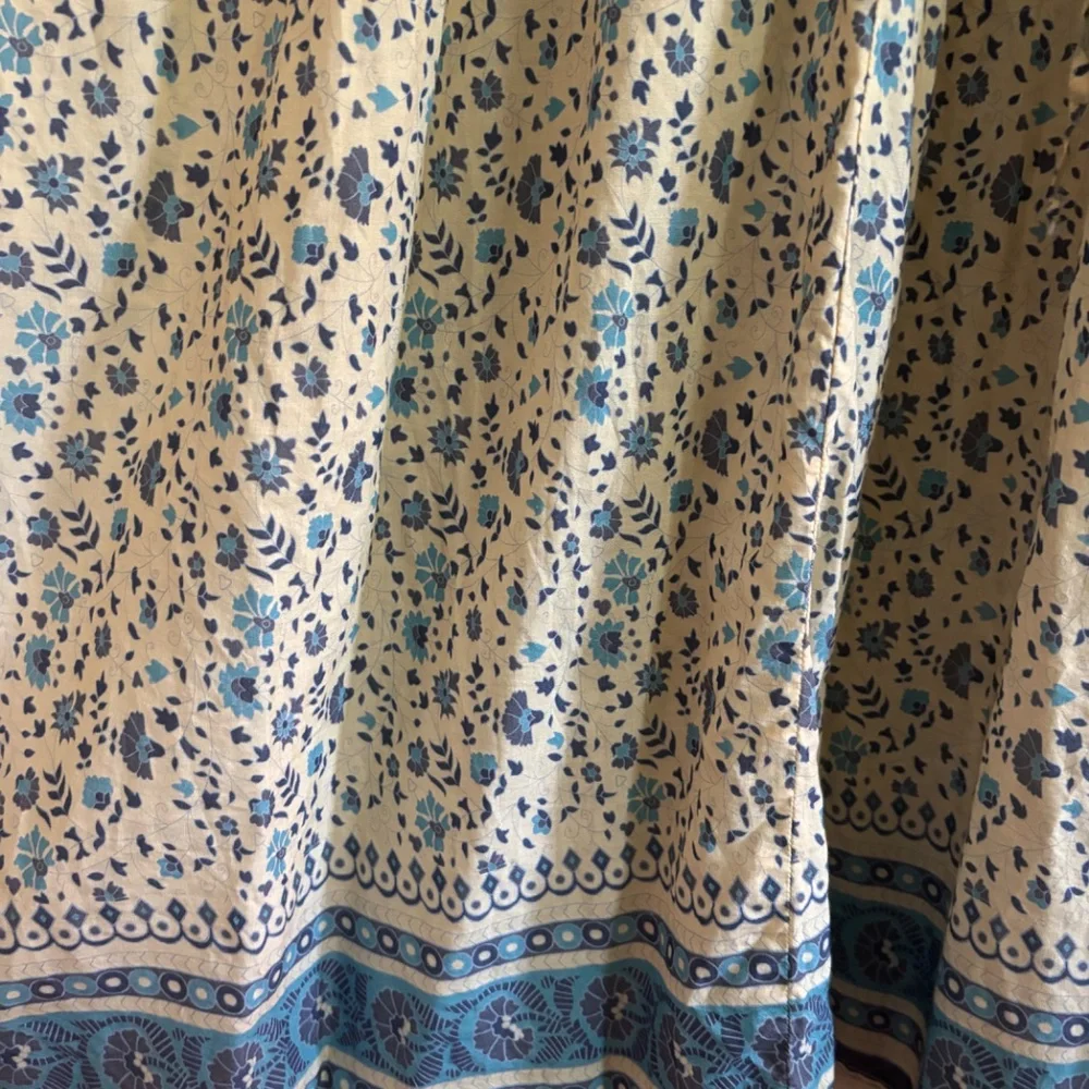 Christy Dawn Della Dress Size Medium White & Blue Cotton/Silk Blend Floral - Picture 7 of 8